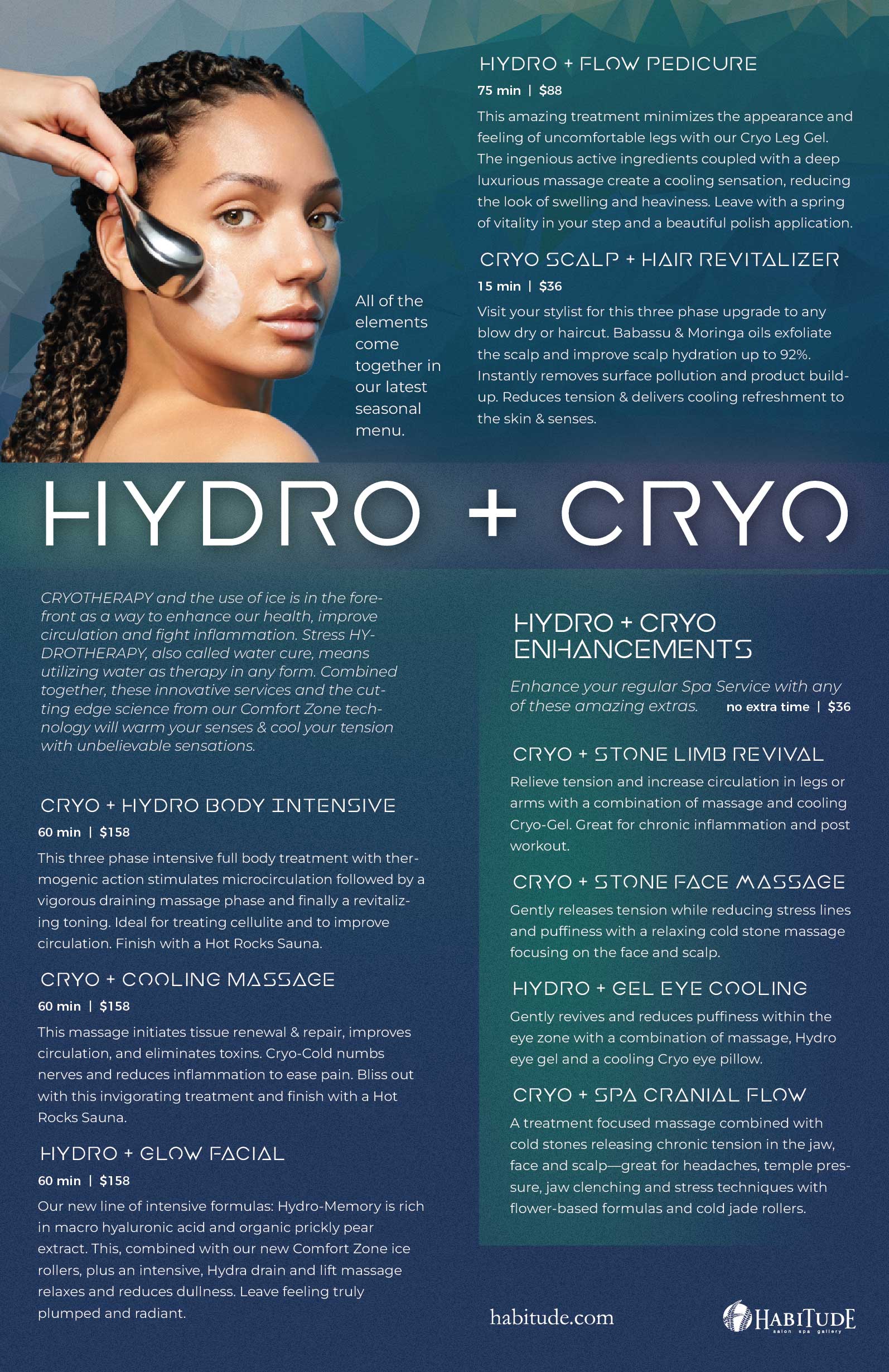 Hydro Cryo menu